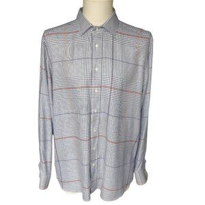 Etro SZ L Blue & White Plaid w/ Mauve & Orange -Men's Button Up Shirt